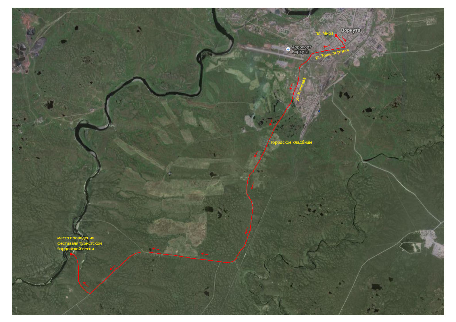 Карта воркуты со спутника